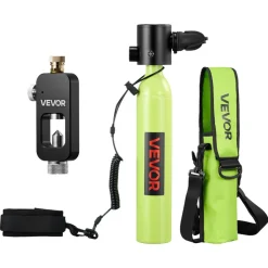VEVOR Mini Scuba Tank, 1L Portable Diving Tank for Underwater Breathing, Reusable Lung Diving Cylinder up to 20 Minutes Dive Time, Emergency Rescue Pony Bottle with Adapter & Goggles for Snorkeling