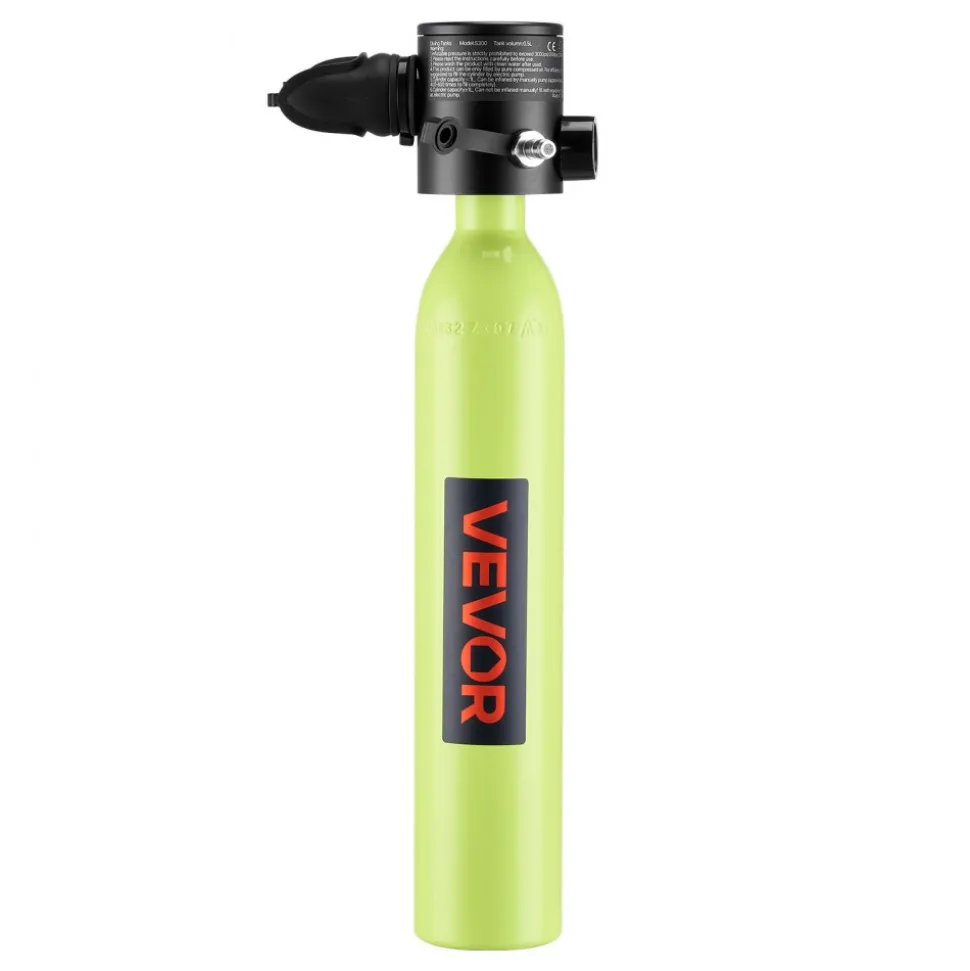 VEVOR Mini Scuba Tank, 1L Portable Diving Tank for Underwater Breathing, Reusable Lung Diving Cylinder up to 20 Minutes Dive Time, Emergency Rescue Pony Bottle with Adapter & Goggles for Snorkeling