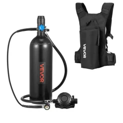 VEVOR Mini Scuba Tank, 1.9L Portable Small Diving Tank for Underwater Breathing, Reusable Lung Diving Cylinder up to 35 Minutes Dive Time, Emergency Rescue Pony Bottle with Backpack for Snorkeling