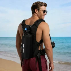 VEVOR Mini Scuba Tank, 1.9L Portable Small Diving Tank for Underwater Breathing, Reusable Lung Diving Cylinder up to 35 Minutes Dive Time, Emergency Rescue Pony Bottle with Backpack for Snorkeling
