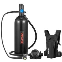 VEVOR Mini Scuba Tank, 1.9L Portable Small Diving Tank for Underwater Breathing, Reusable Lung Diving Cylinder up to 35 Minutes Dive Time, Emergency Rescue Pony Bottle with Backpack for Snorkeling