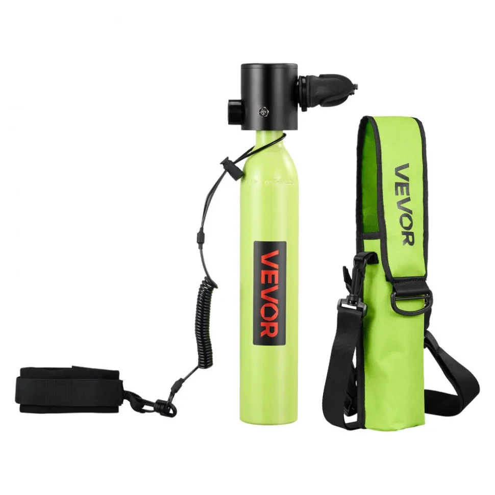 VEVOR Mini Scuba Tank, 0.5L Portable Diving Tank for Underwater Breathing, Reusable Lung Diving Cylinder up to 10 Minutes Dive Time, Emergency Rescue Pony Bottle with Bag and Lanyard for Snorkeling