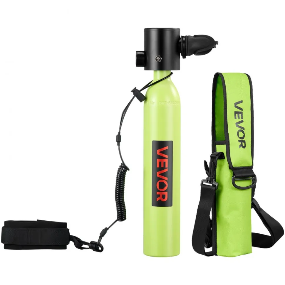 VEVOR Mini Scuba Tank, 0.5L Portable Diving Tank for Underwater Breathing, Reusable Lung Diving Cylinder up to 10 Minutes Dive Time, Emergency Rescue Pony Bottle with Bag and Lanyard for Snorkeling