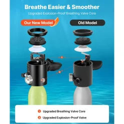VEVOR Mini Scuba Tank, 0.5L Portable Diving Tank for Underwater Breathing, Reusable Lung Diving Cylinder up to 10 Minutes Dive Time, Emergency Rescue Pony Bottle with Pump, Bag, Lanyard for Snorkeling