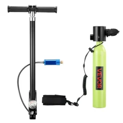 VEVOR Mini Scuba Tank, 0.5L Portable Diving Tank for Underwater Breathing, Reusable Lung Diving Cylinder up to 10 Minutes Dive Time, Emergency Rescue Pony Bottle with Pump, Bag, Lanyard for Snorkeling