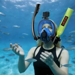 VEVOR Mini Scuba Tank with Sub-Mask, 0.5L Portable Small Diving Tank for Underwater Breathing, Reusable Lung Diving Cylinder up to 10 Minutes Dive Time, Emergency Rescue Pony Bottle for Snorkeling