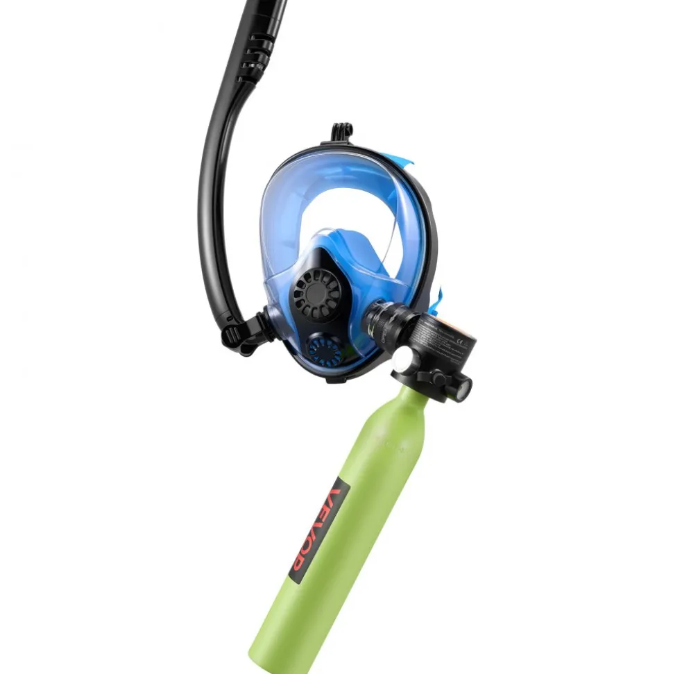 VEVOR Mini Scuba Tank with Sub-Mask, 0.5L Portable Small Diving Tank for Underwater Breathing, Reusable Lung Diving Cylinder up to 10 Minutes Dive Time, Emergency Rescue Pony Bottle for Snorkeling