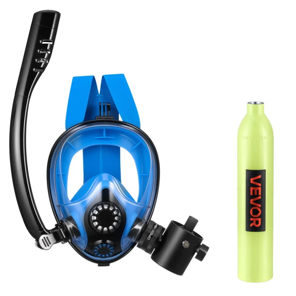 VEVOR Mini Scuba Tank with Sub-Mask, 0.5L Portable Small Diving Tank for Underwater Breathing, Reusable Lung Diving Cylinder up to 10 Minutes Dive Time, Emergency Rescue Pony Bottle for Snorkeling