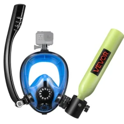 VEVOR Mini Scuba Tank with Sub-Mask, 0.5L Portable Small Diving Tank for Underwater Breathing, Reusable Lung Diving Cylinder up to 10 Minutes Dive Time, Emergency Rescue Pony Bottle for Snorkeling