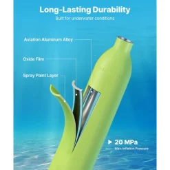 VEVOR Mini Scuba Tank with Sub-Mask, 0.5L Portable Diving Tank for Underwater Breathing, Reusable Lung Diving Cylinder up to 10 Minutes Dive Time, Emergency Rescue Pony Bottle with Pump for Snorkeling