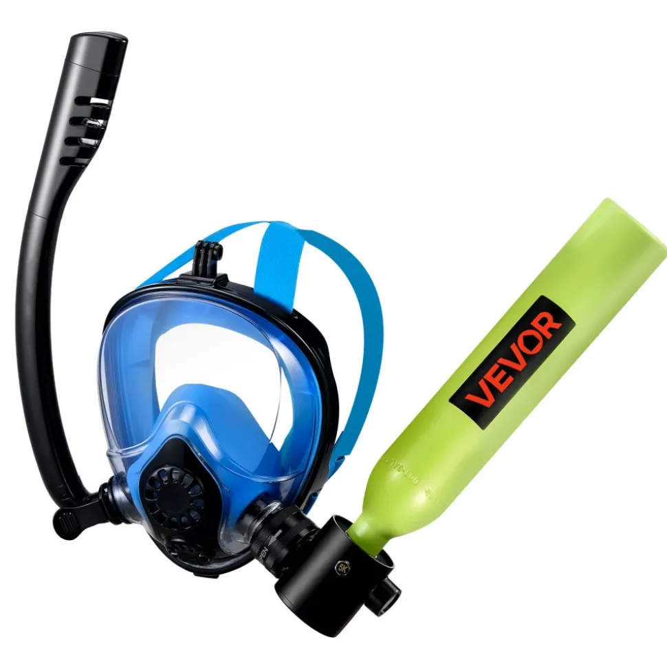 VEVOR Mini Scuba Tank with Sub-Mask, 0.5L Portable Diving Tank for Underwater Breathing, Reusable Lung Diving Cylinder up to 10 Minutes Dive Time, Emergency Rescue Pony Bottle with Pump for Snorkeling