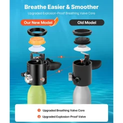 VEVOR Mini Scuba Tank with Sub-Mask, 0.5L Portable Diving Tank for Underwater Breathing, Reusable Lung Diving Cylinder up to 10 Minutes Dive Time, Emergency Rescue Pony Bottle with Pump for Snorkeling