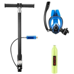 VEVOR Mini Scuba Tank with Sub-Mask, 0.5L Portable Diving Tank for Underwater Breathing, Reusable Lung Diving Cylinder up to 10 Minutes Dive Time, Emergency Rescue Pony Bottle with Pump for Snorkeling