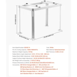 VEVOR Mini Split Ground Stand, Adjustable Anti-Vibration Mini Split Stand for 9000-18000 BTU Ductless Air Conditioner Heat Pump, Heavy Duty AC Base Bracket Floor Mount w/ 441LBS Max. Load Capacity