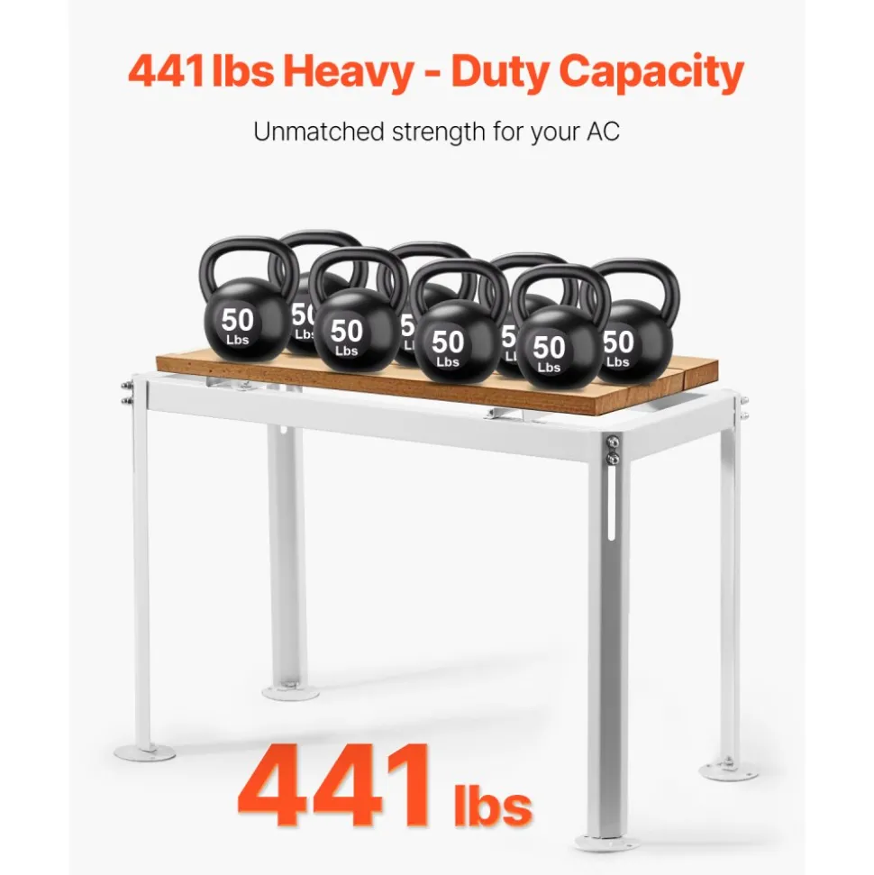 VEVOR Mini Split Ground Stand, Adjustable Anti-Vibration Mini Split Stand for 9000-18000 BTU Ductless Air Conditioner Heat Pump, Heavy Duty AC Base Bracket Floor Mount w/ 441LBS Max. Load Capacity
