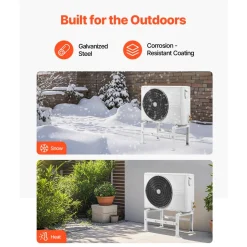 VEVOR Mini Split Ground Stand, Adjustable Anti-Vibration Mini Split Stand for 9000-60000 BTU Ductless Air Conditioner Heat Pump, Heavy Duty AC Base Bracket Floor Mount w/ 770LBS Max. Load Capacity
