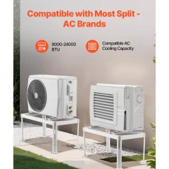 VEVOR Mini Split Ground Stand, Adjustable Anti-Vibration Mini Split Stand for 9000-36000 BTU Ductless Air Conditioner Heat Pump, Heavy Duty AC Base Bracket Floor Mount w/ 661LBS Max. Load Capacity