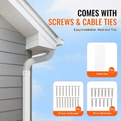 VEVOR Mini Split Line Set Cover 3-inch W 17.6Ft L, PVC Decorative Pipe Line Cover For Air Conditioner with 4 Straight Ducts & Full Components Easy to Install, Paintable for Heat Pumps, White