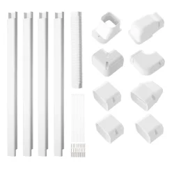 VEVOR Mini Split Line Set Cover 3-inch W 17.6Ft L, PVC Decorative Pipe Line Cover For Air Conditioner with 4 Straight Ducts & Full Components Easy to Install, Paintable for Heat Pumps, White