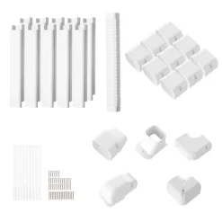 VEVOR Mini Split Line Set Cover 3-inch W 17.7Ft L, PVC Decorative Pipe Line Cover For Air Conditioner with 10 Straight Ducts & Full Components Easy to Install, Paintable for Heat Pumps, White