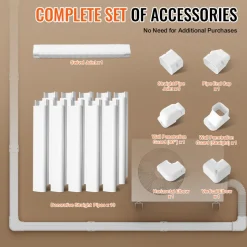 VEVOR Mini Split Line Set Cover 3-inch W 17.7Ft L, PVC Decorative Pipe Line Cover For Air Conditioner with 10 Straight Ducts & Full Components Easy to Install, Paintable for Heat Pumps, White