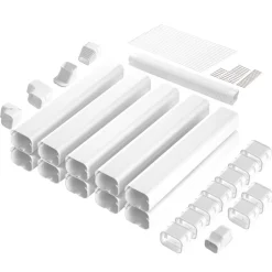 VEVOR Mini Split Line Set Cover 3-inch W 17.7Ft L, PVC Decorative Pipe Line Cover For Air Conditioner with 10 Straight Ducts & Full Components Easy to Install, Paintable for Heat Pumps, White