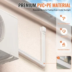 VEVOR Mini Split Line Set Cover 3-inch W 17.7Ft L, PVC Decorative Pipe Line Cover For Air Conditioner with 10 Straight Ducts & Full Components Easy to Install, Paintable for Heat Pumps, White