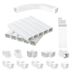 VEVOR Mini Split Line Set Cover 3-inch W 17.7Ft L, PVC Decorative Pipe Line Cover For Air Conditioner with 10 Straight Ducts & Full Components Easy to Install, Paintable for Heat Pumps, White