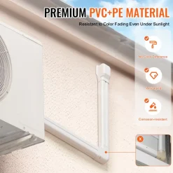 VEVOR Mini Split Line Set Cover 3-inch W 15.8Ft L, PVC Decorative Pipe Line Cover For Air Conditioner with 4 Straight Ducts & Full Components Easy to Install, Paintable for Heat Pumps, White