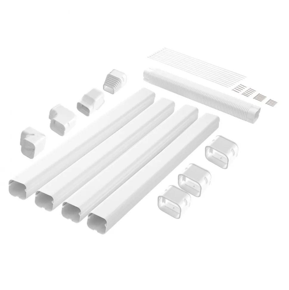 VEVOR Mini Split Line Set Cover 3-inch W 15.8Ft L, PVC Decorative Pipe Line Cover For Air Conditioner with 4 Straight Ducts & Full Components Easy to Install, Paintable for Heat Pumps, White