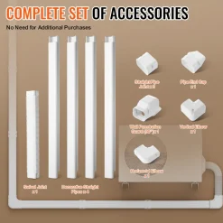 VEVOR Mini Split Line Set Cover 3-inch W 15.8Ft L, PVC Decorative Pipe Line Cover For Air Conditioner with 4 Straight Ducts & Full Components Easy to Install, Paintable for Heat Pumps, White