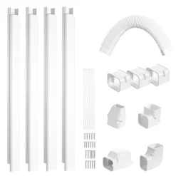 VEVOR Mini Split Line Set Cover 3-inch W 15.8Ft L, PVC Decorative Pipe Line Cover For Air Conditioner with 4 Straight Ducts & Full Components Easy to Install, Paintable for Heat Pumps, White