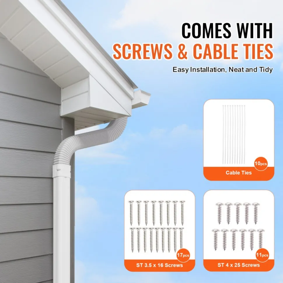 VEVOR Mini Split Line Set Cover 3-inch W 15.8Ft L, PVC Decorative Pipe Line Cover For Air Conditioner with 4 Straight Ducts & Full Components Easy to Install, Paintable for Heat Pumps, White