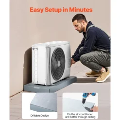 VEVOR Mini Split Pad, for 9000-36000BTU Ductless Air Conditioner Heat Pump Systems, 38 x 18 x 3 inch Plastic Outdoor Condenser Equipment Anti-Vibration Pads for Heat Pump System, Max Load 400 lbs