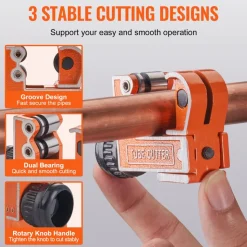 VEVOR Mini Tubing Cutter, 1/8" - 1-1/8" O.D. Mini Copper Pipe Cutter, Heavy Duty Compact Tube Cutter Tool with High-Speed SKD Blade for Copper, Aluminum, Galvanized, Plastic Pipes