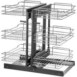 VEVOR Min 15"W Opening Blind Corner Pull Out Organizer, 3 Tier 6 Shelf Kitchen Cabinet Organizer, Chrome Carbon Steel Storage Basket, Slide Out Storage Organizer, Left & Right Open Compatible