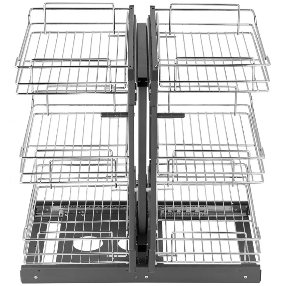 VEVOR Min 15"W Opening Blind Corner Pull Out Organizer, 3 Tier 6 Shelf Kitchen Cabinet Organizer, Chrome Carbon Steel Storage Basket, Slide Out Storage Organizer, Left & Right Open Compatible