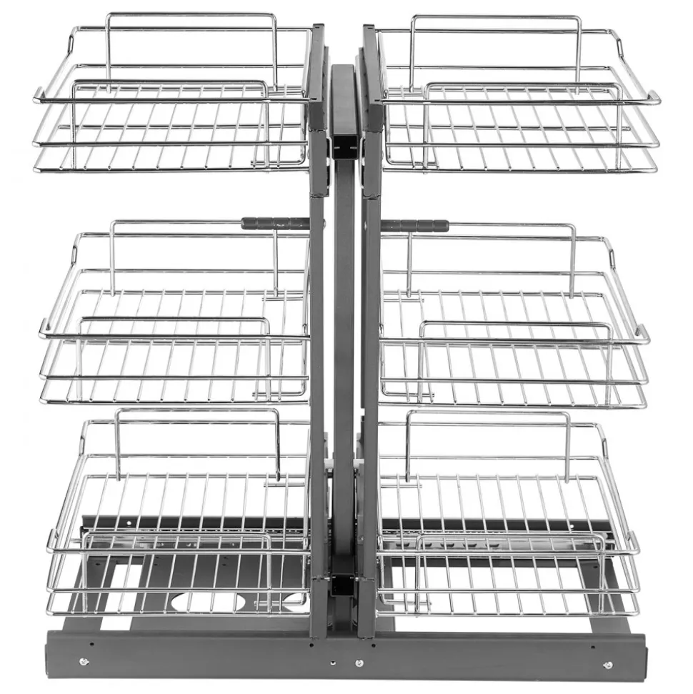 VEVOR Min 15"W Opening Blind Corner Pull Out Organizer, 3 Tier 6 Shelf Kitchen Cabinet Organizer, Chrome Carbon Steel Storage Basket, Slide Out Storage Organizer, Left & Right Open Compatible
