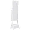 VEVOR Mirror Jewelry Cabinet, Standing Mirror with Storage, Lockable Jewelry Mirror Organizer with Full Length Mirror, Velvet Lining, Interior LED Light, Drawer, Freestanding Jewelry Armoire, White