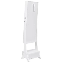 VEVOR Mirror Jewelry Cabinet, Standing Mirror with Storage, Lockable Jewelry Mirror Organizer with Full Length Mirror, Velvet Lining, Interior LED Light, Drawer, Freestanding Jewelry Armoire, White