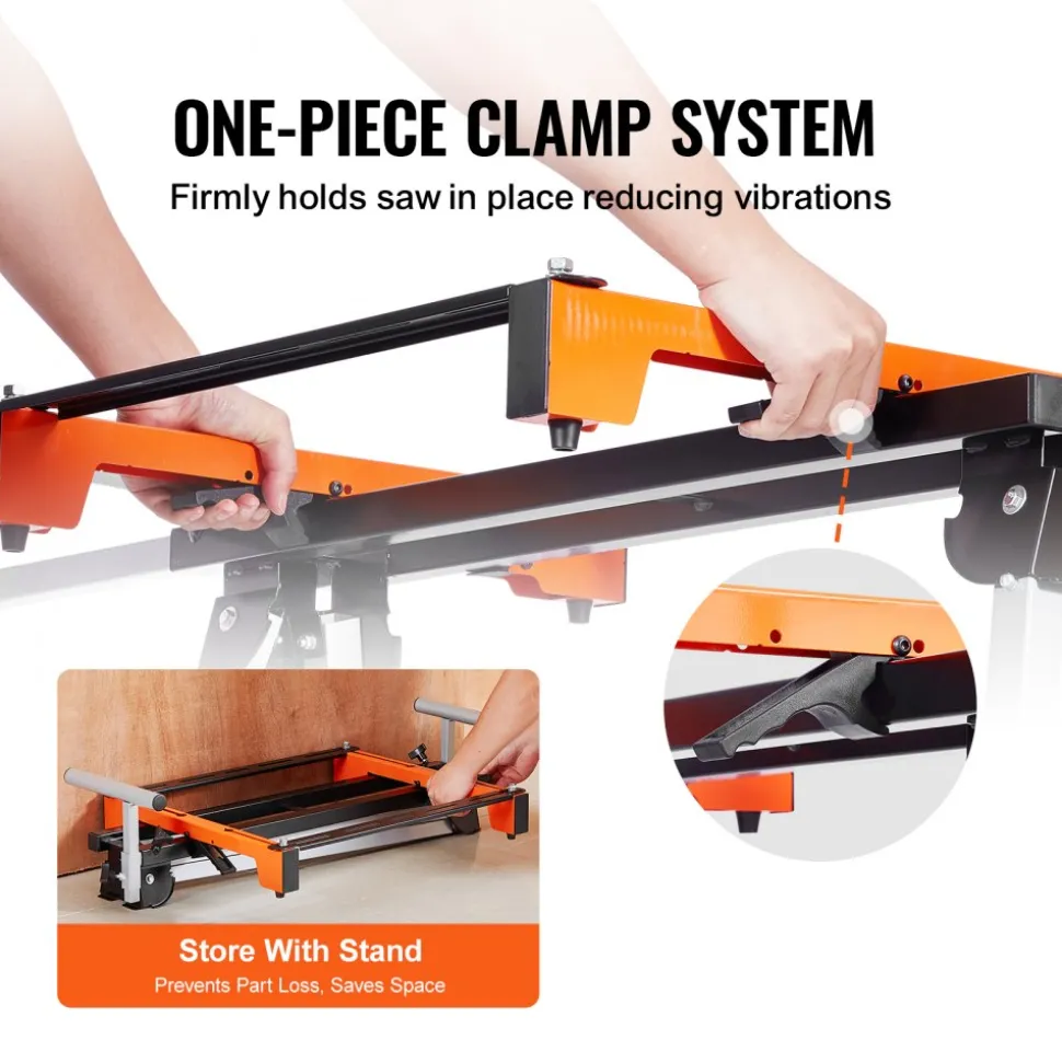 VEVOR Miter Saw Stand, 300lbs Load Capacity Steel Collapsible Stand for Miter Saw with One-piece Mounting Brackets Clamps, Adjustable Height and Length, Portable Compact and Folding Miter Saw Stand