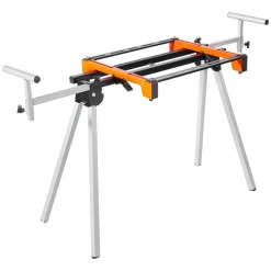 VEVOR Miter Saw Stand, 300lbs Load Capacity Steel Collapsible Stand for Miter Saw with One-piece Mounting Brackets Clamps, Adjustable Height and Length, Portable Compact and Folding Miter Saw Stand