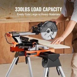 VEVOR Miter Saw Stand, 330lbs Load Capacity Steel Collapsible Stand for Miter Saw with One-piece Mounting Brackets Clamps, 29.1