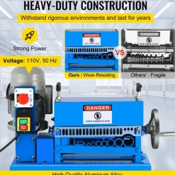 VEVOR 1.5-40MM Electric Cable Stripping Machine 370W, Efficiently Strips Various Metal Wires, Includes 10 Blades, Speeds Up to 15M/Min