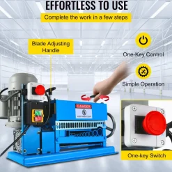 VEVOR 1.5-40MM Electric Cable Stripping Machine 370W, Efficiently Strips Various Metal Wires, Includes 10 Blades, Speeds Up to 15M/Min
