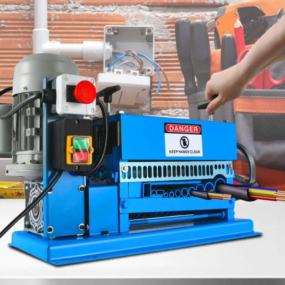 VEVOR 1.5-40MM Electric Cable Stripping Machine 370W, Efficiently Strips Various Metal Wires, Includes 10 Blades, Speeds Up to 15M/Min