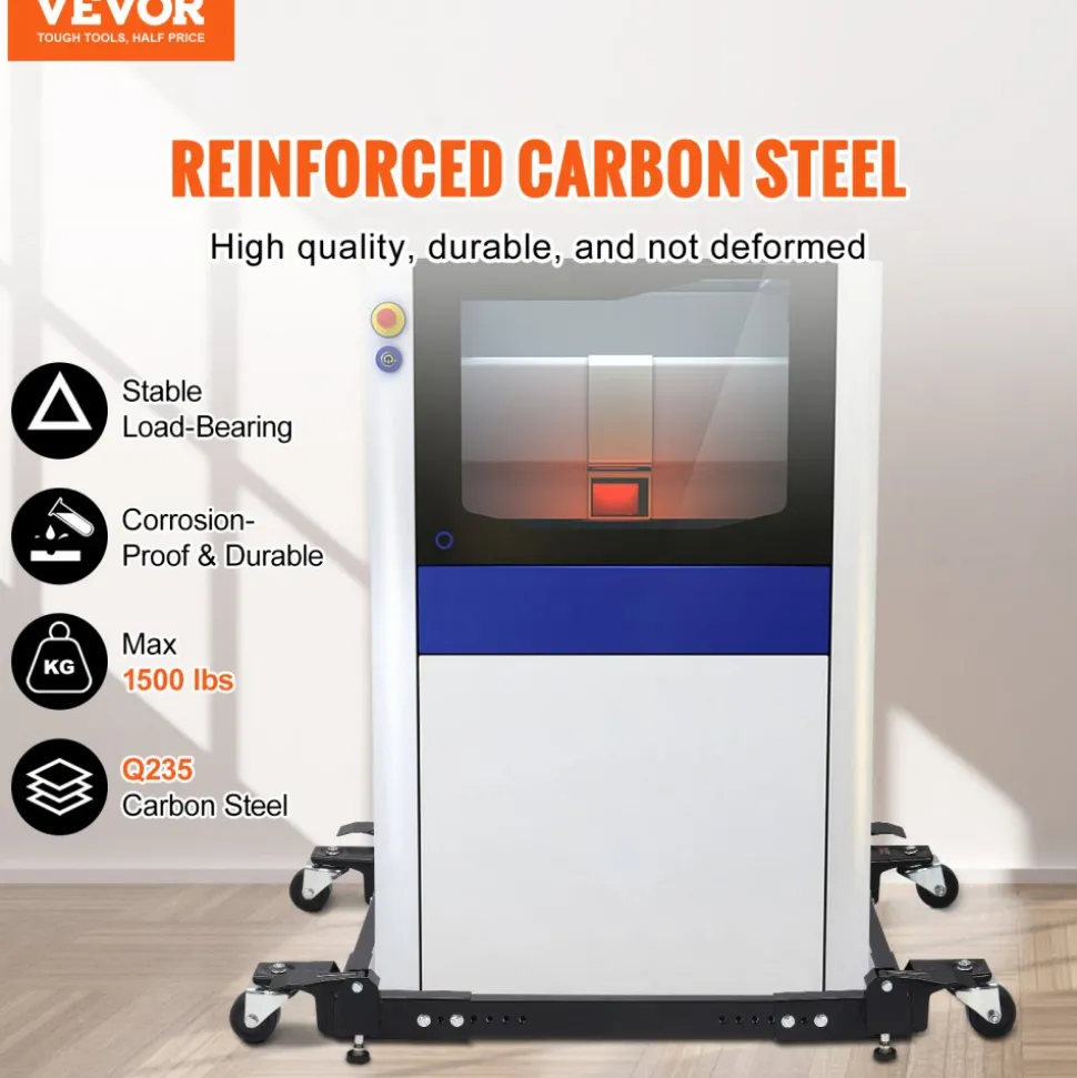 VEVOR Mobile Base, 1500 lbs Capacity, Adjustable from 20" x 24.5" to 28" x 33.5", Heavy Duty Universal Mobile Base Stand with 4 Swivel Wheels, for Woodworking Equipment, Bandsaw, Power Tool, Machine