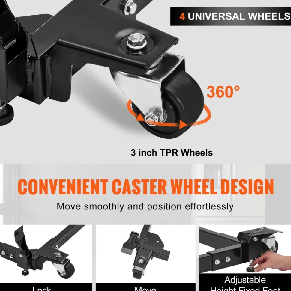 VEVOR Mobile Base, 1500 lbs Capacity, Adjustable from 20" x 24.5" to 28" x 33.5", Heavy Duty Universal Mobile Base Stand with 4 Swivel Wheels, for Woodworking Equipment, Bandsaw, Power Tool, Machine
