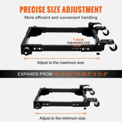 VEVOR Mobile Base, 1500 lbs Capacity, Adjustable from 18" x 24" to 26.5" x 31.5", Heavy Duty Universal Mobile Base Stand with Swivel Wheels, for Woodworking Equipment, Bandsaw, Power Tools, Machines