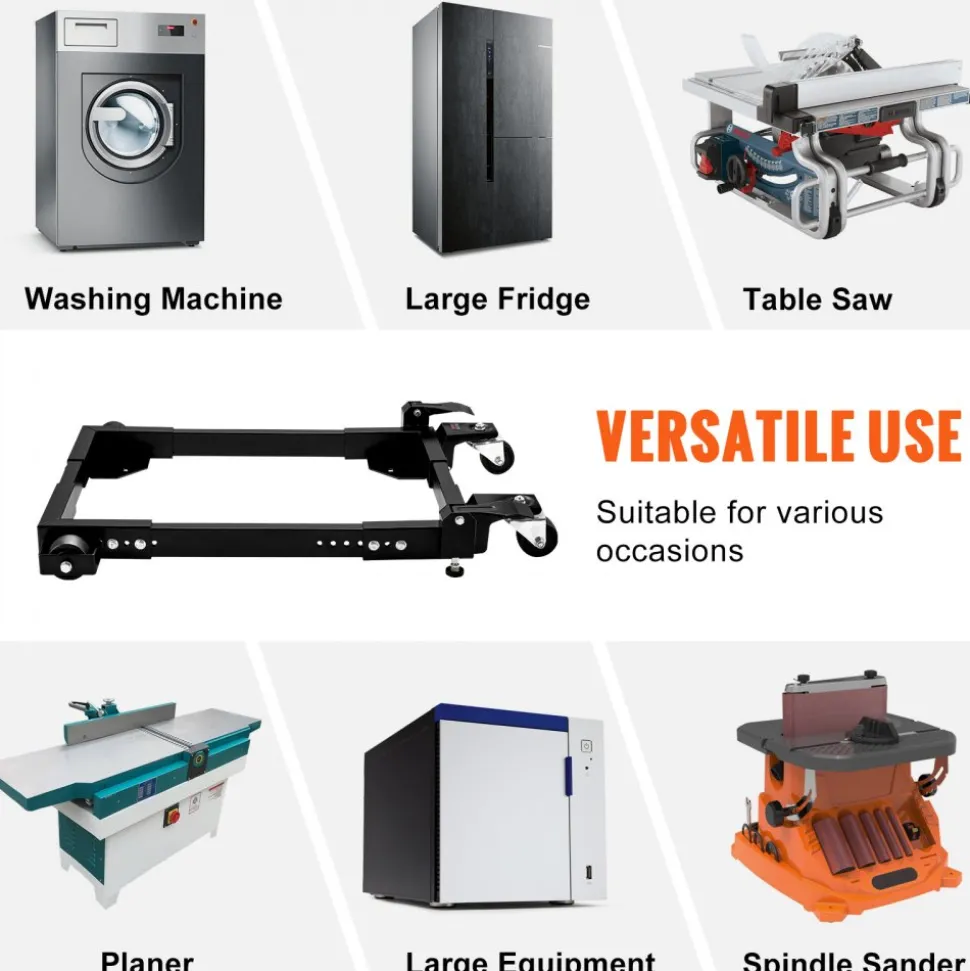 VEVOR Mobile Base, 1500 lbs Capacity, Adjustable from 18" x 24" to 26.5" x 31.5", Heavy Duty Universal Mobile Base Stand with Swivel Wheels, for Woodworking Equipment, Bandsaw, Power Tools, Machines